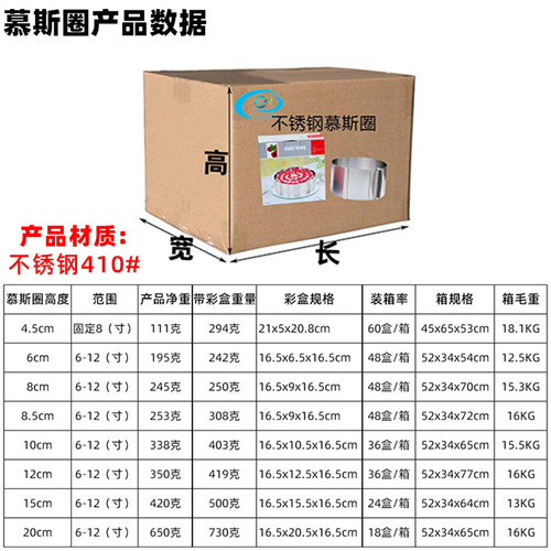 Big-eyed stainless steel mousse ring telescopic round cake ring cake mold 6 inches-12 inches baking tools