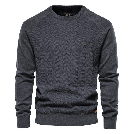 Men's Autumn and Winter New European and American Solid Color Sweater Casual Men's Quality Knitwear Round Neck Fashionable Men's Top