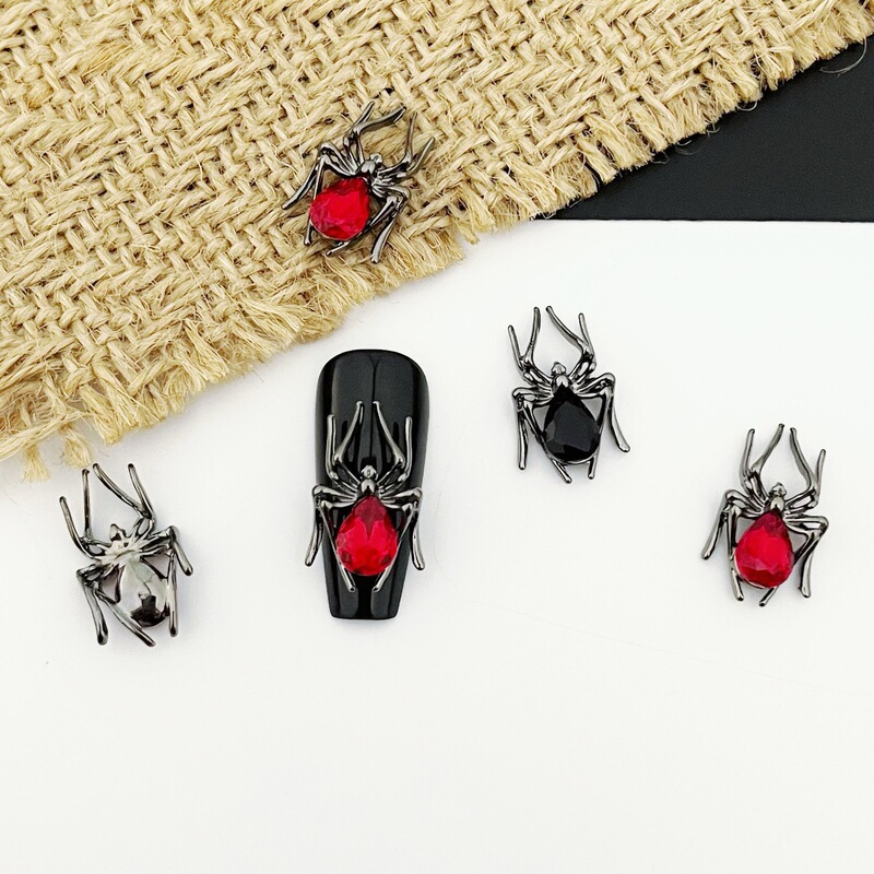 Nail Art Accessories Three-Dimensional Accessories Wholesale Big Spider Water Drop Diamond Alloy Wearable Nail Accessories Nail Art Spider Diamond Ornaments