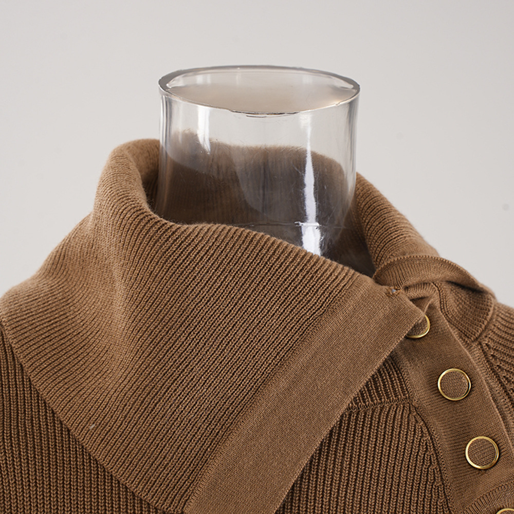 Women's Designer Knitted Sweater Slimming Pullover Knit Top_voghion.com