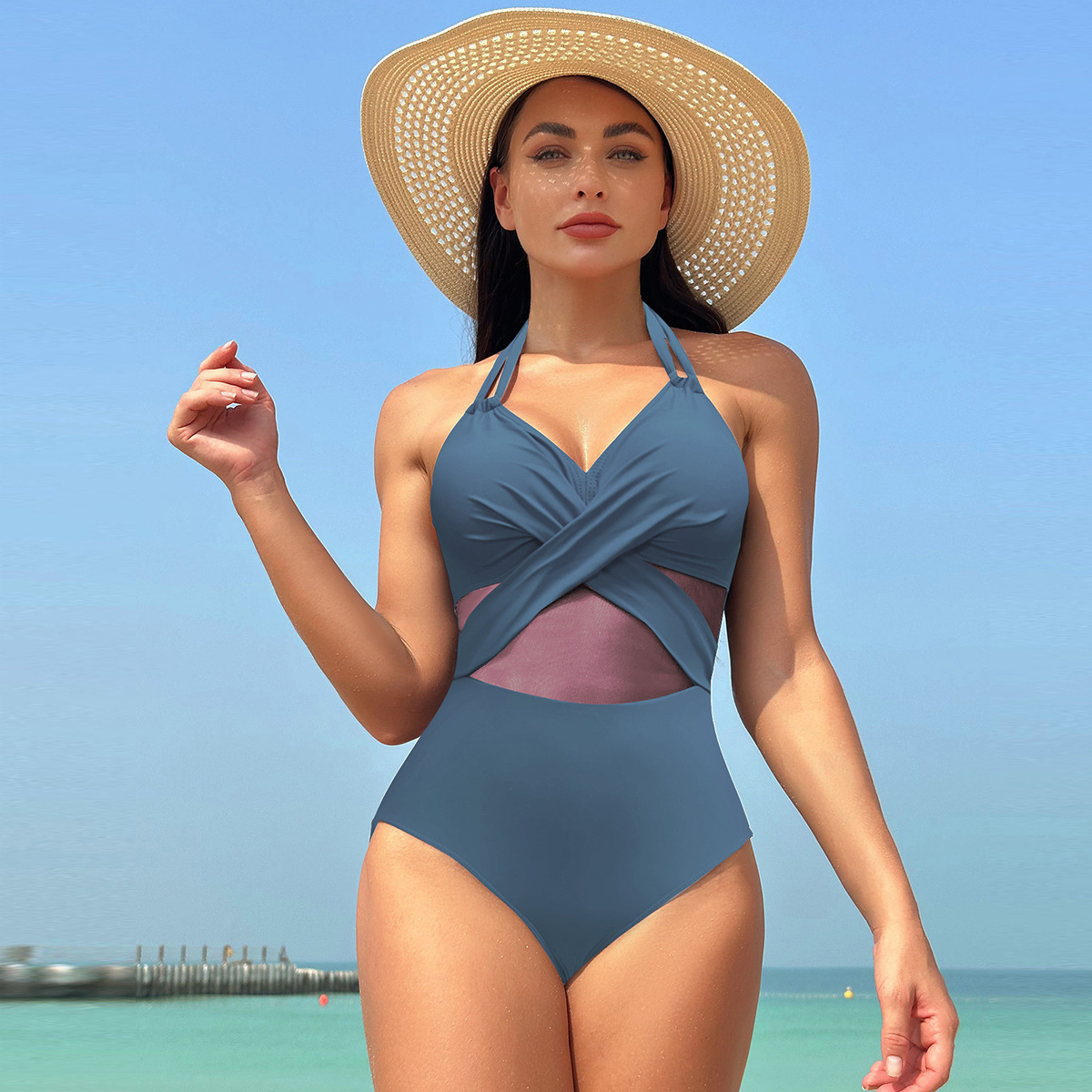Women's Vacation Solid Color 1 Piece One Piece Swimwear display picture 19