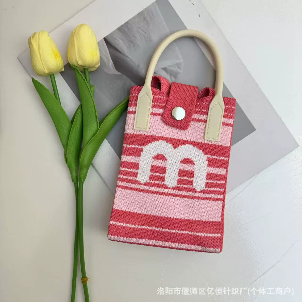 One-shoulder bag, wallet, knitted cute universal cartoon shoulder bag, Korean style