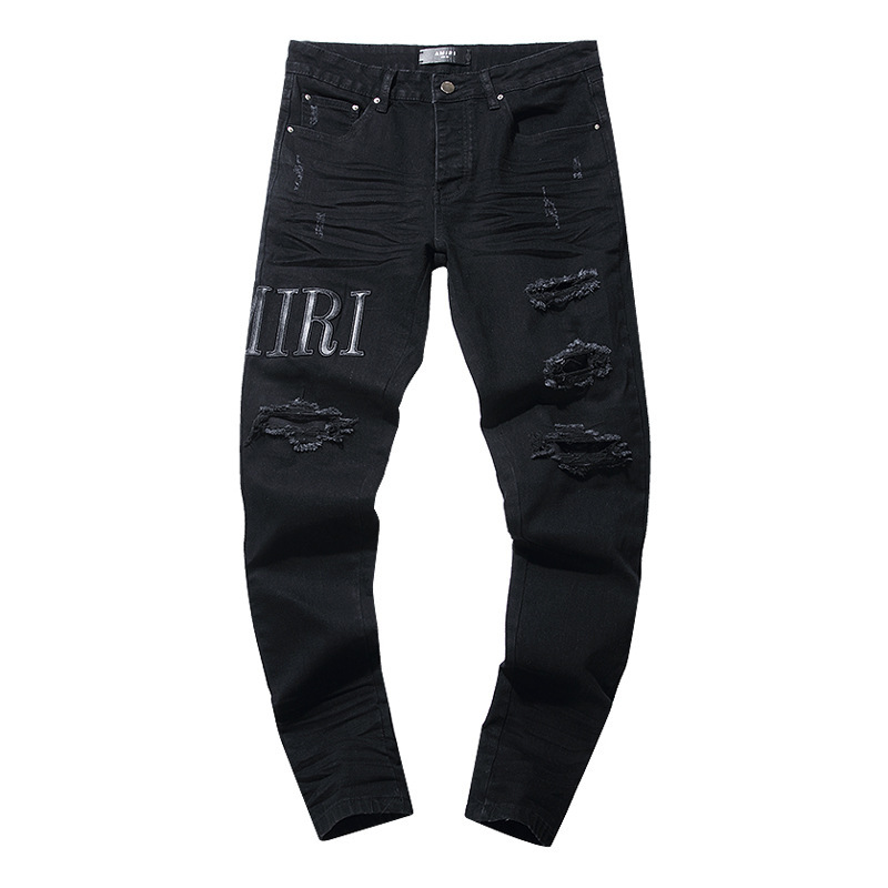 跨境欧美PurpleBrand牛仔裤jeans水洗做旧复古破洞泼墨潮流直筒|undefined