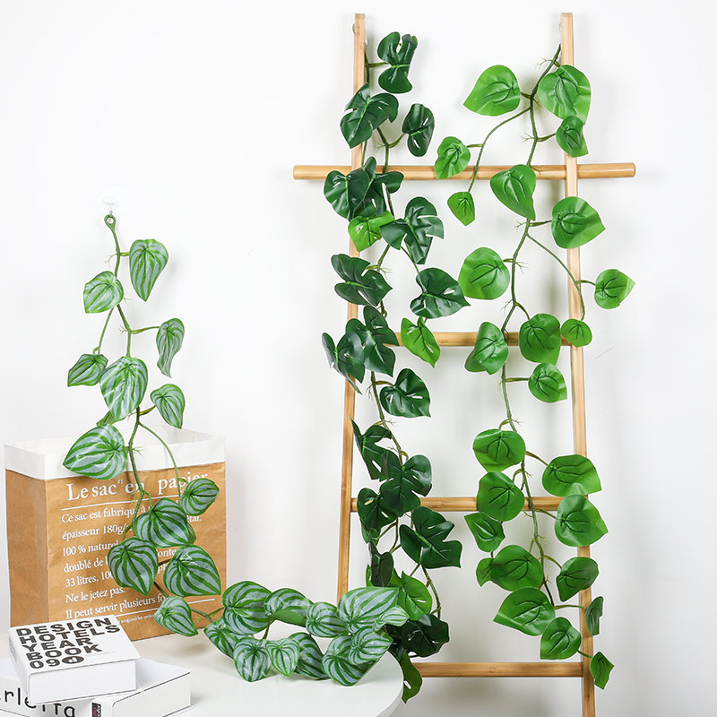 绿叶装饰藤条假花仿真花藤吊顶龟背叶水管道遮挡美化塑料假树叶子