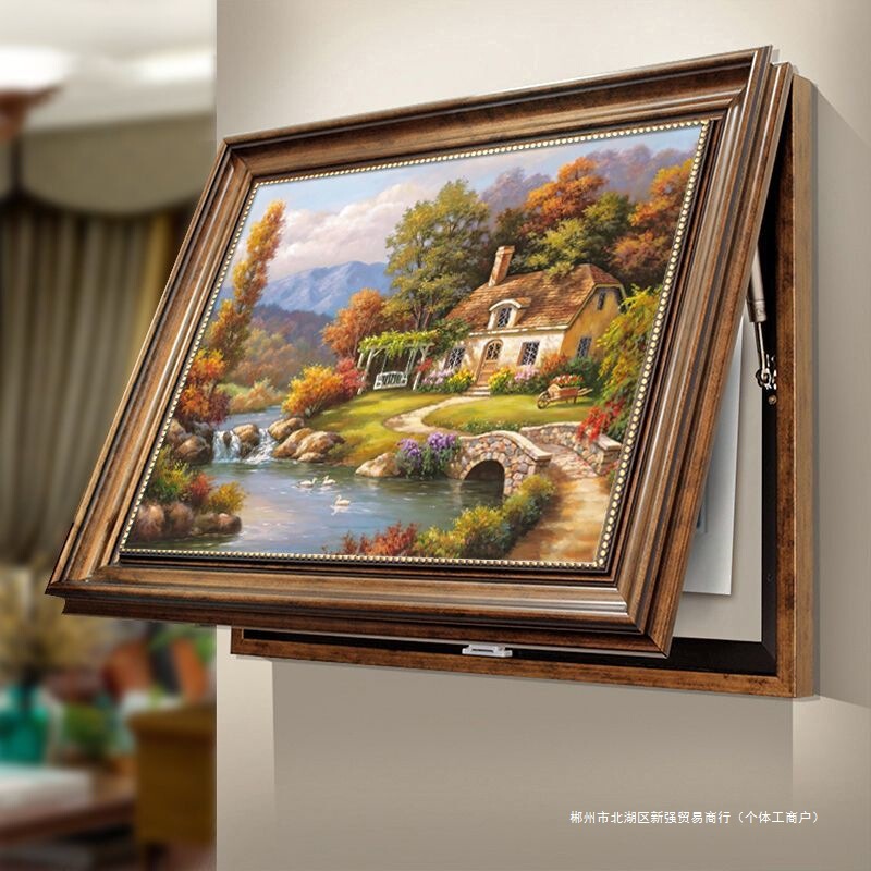 American-Style Electric Meter Box Decorative Painting, No-Drill European-Style Oil Painting for Concealing Distribution Box, Hanging Painting for Living Room and Dining Room Wall Art