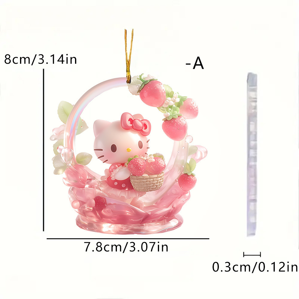 Transfronterizo Sanrio rosa gato acrílico colgante de coche espejo retrovisor lista mochila colgante decoración llaverera 2D image 6