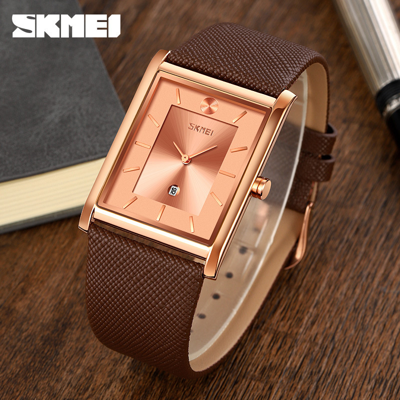 Skmei fashion simple men's watch waterproof business calendar quartz watch men's square retro belt watch