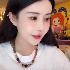 韦雪同款多宝水晶串珠项链草莓晶金太阳金发晶绿幽灵天然招米礼物