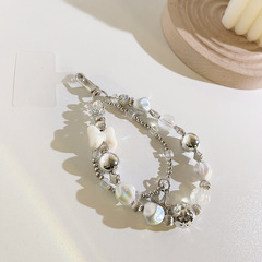 日韓ins不規則手提鏈雙鏈掛飾手腕式通用手機殼diy手機掛繩鑰匙扣