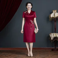 Свадебная мама платье улучшенная версия Cheongsam платье ацетат атласная мода свекровь свадебный банкет теща новый стиль cheongsam