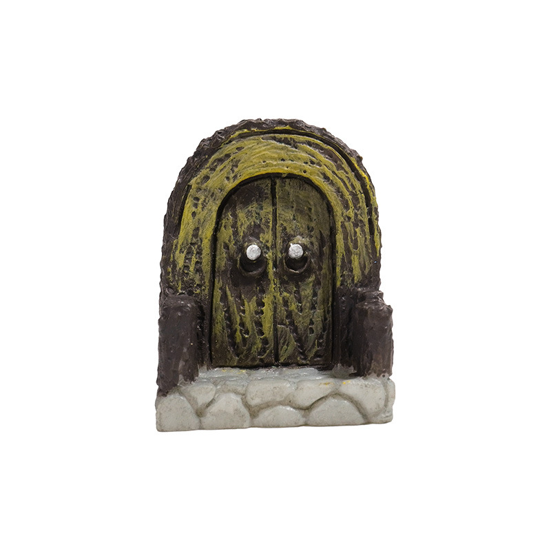 Puerta de hadas pequeña, puerta de madera hecha de material duradero, material de decoración de micropaisaje de musgo, material de decoración para peceras pequeñas.