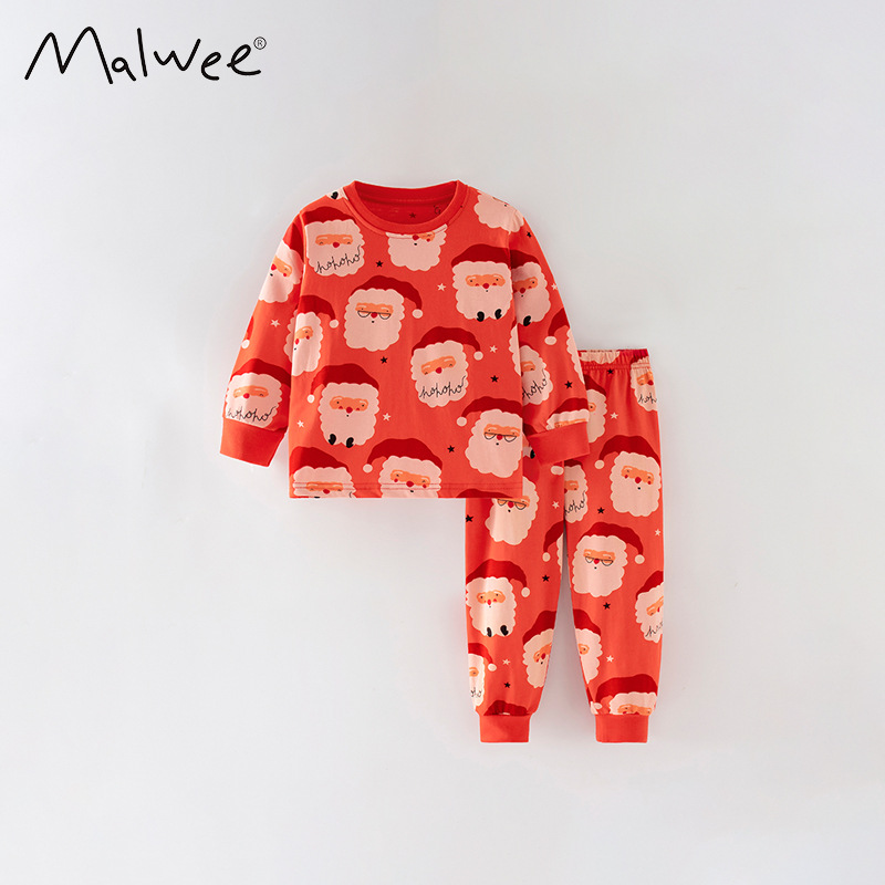 Malwee traje para niños otoño nuevos pantalones de manga larga estampados casuales para niños europeos y americanos conjunto de dos piezas