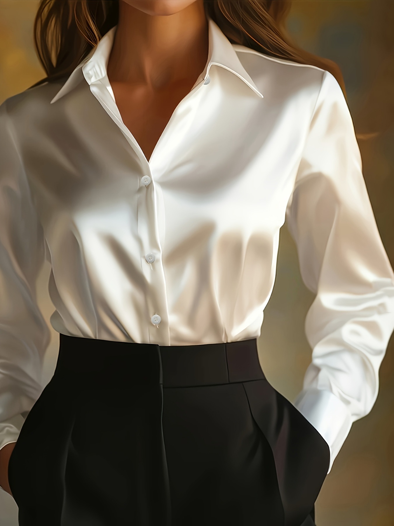 Solid color elegant long-sleeve