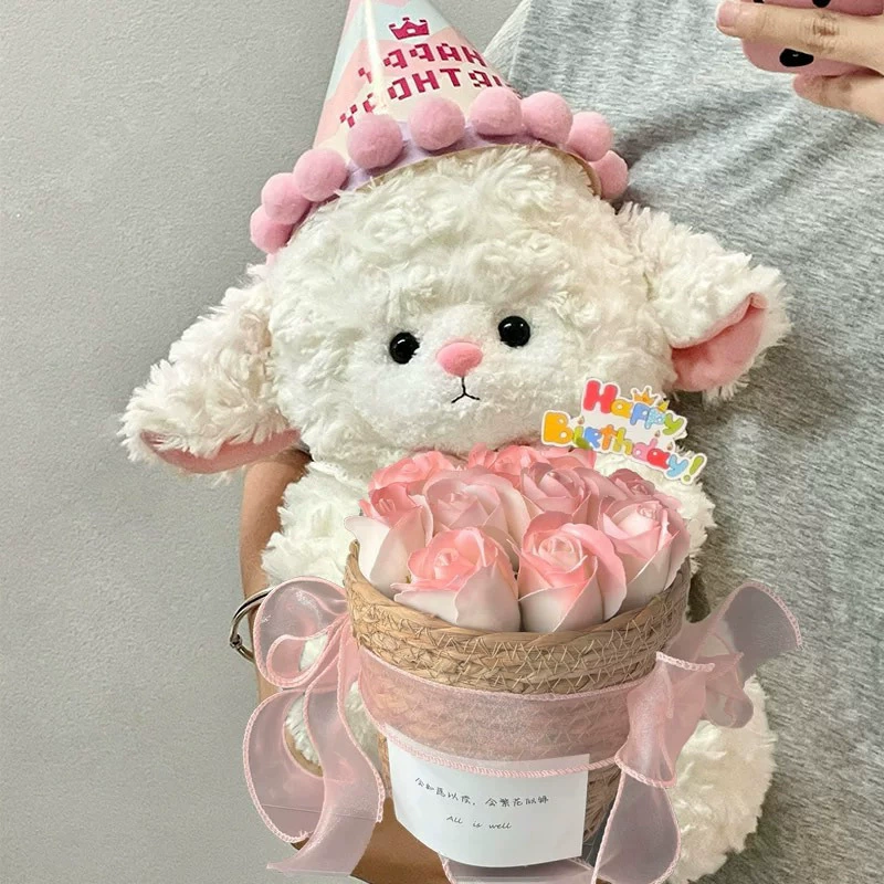 New Year's gift to comfort the lamb, eternal flower bouquet, hug bucket, birthday gift for girls and girls in the whole class