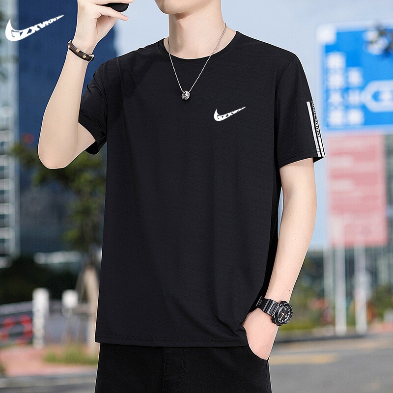 Summer New Men's Ice Silk Casual Half-sleeved T-shirt Trendy Brand Loose Sports Quick-drying Breathable Short-sleeved T-shirt for Men Summer New Men's Ice Silk Casual Half-sleeved T-shirt Trendy Brand Loose Sports Quick-drying Breathable Short-sleeved T-shirt for Men