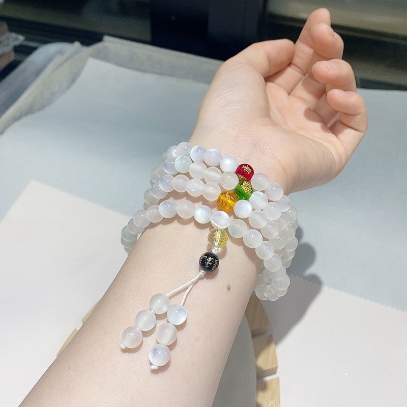 变色海云母搭配五路财神配饰多圈手串简约百搭小众手链女款饰品|undefined