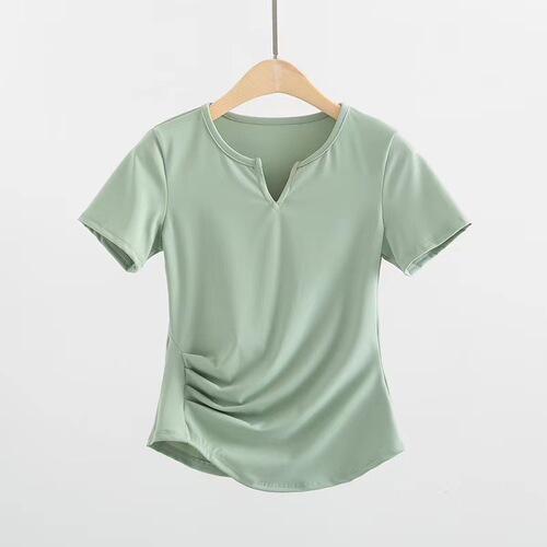  Viral V-neck Training Fitness Yoga Top for Women, Slimming T-shirt, Breathable Dance Workout Running Short Sleeve