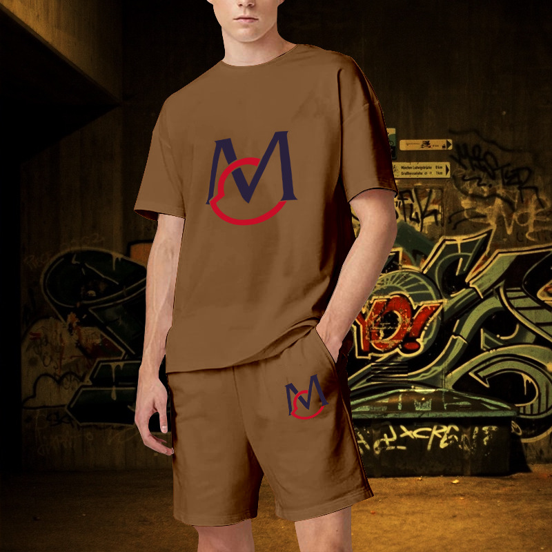 2023 nuevos deportes casuales camiseta de los hombres de verano de fitness shorts camiseta traje de running traje de manga corta de los hombres de comercio exterior