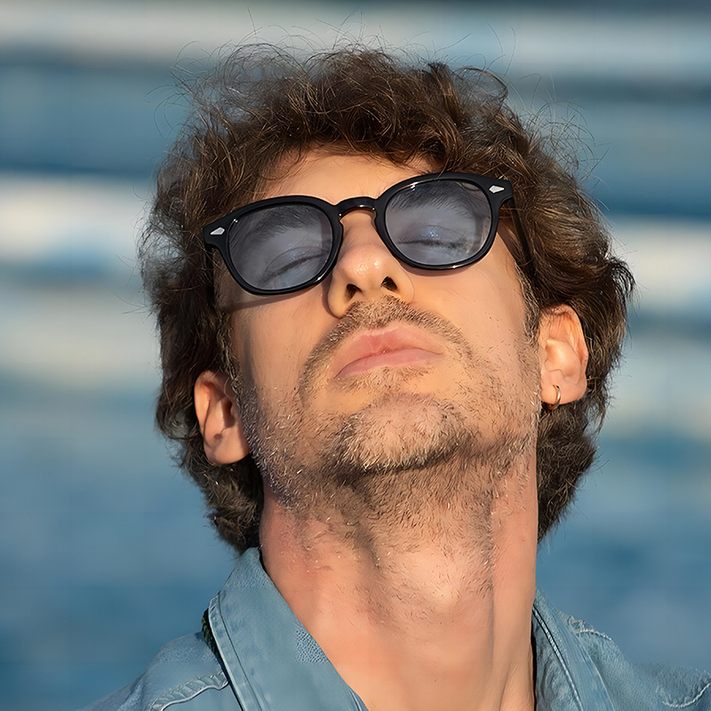 24g Weight Full Frame Glasses Structure Sunglasses Classification Ac, UV400 Protection Lens Material Round Frame Glasses Style Outdoor, Travel Occasion Solid Color Pattern Men's Gender IG Style, Streetwear Style Grey, Black Color IG Style Streetwear Solid Color Ac UV400 Protection Round Frame Full Frame Men's Sunglasses 1