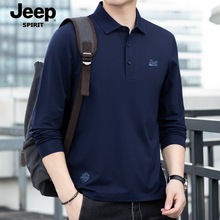 JEEP 2024秋冬新款男士莫代尔棉长袖翻领T恤休闲男装翻领polo5515
