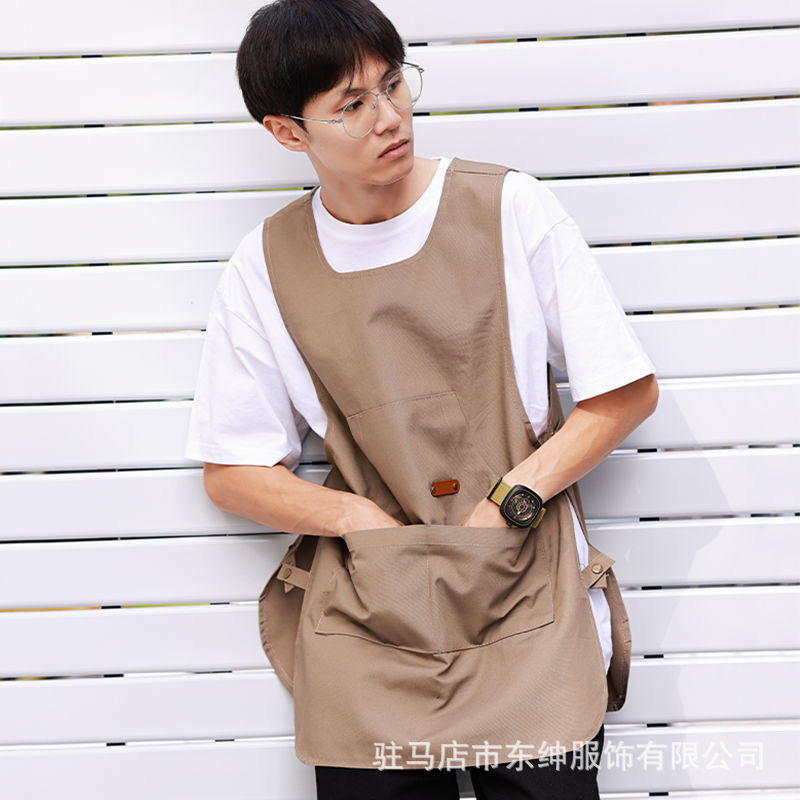 Apron Women's Catering Overalls Milk Tea Shop Coffee Shop Dessert Japanese Vest Overalls Men's Printed Logo