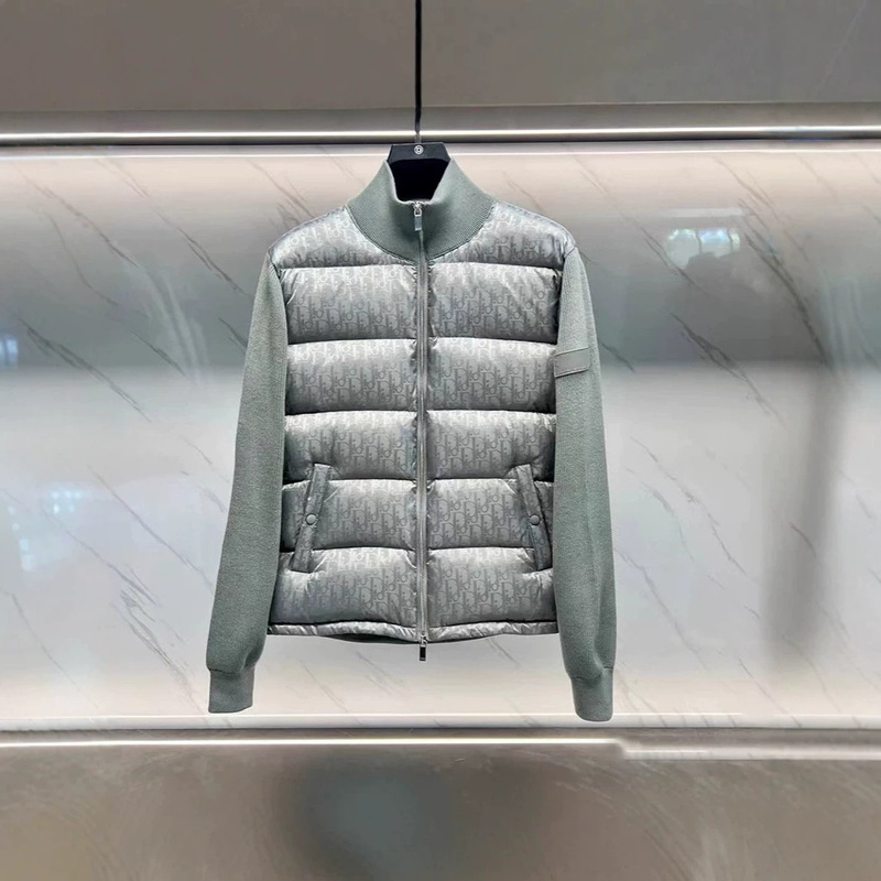 Foreign Trade Factory D Brand Oblique Full-Print Knitted Stand-Collar down Jacket, Warm Unisex Autumn and Winter Coat Foreign Trade Factory D Brand Oblique Full-Print Knitted Stand-Collar down Jacket, Warm Unisex Autumn and Winter Coat