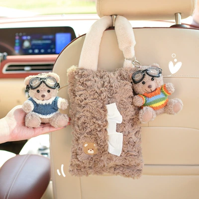 Hanging Bag, Cute Plush Car | Car tissue box/set