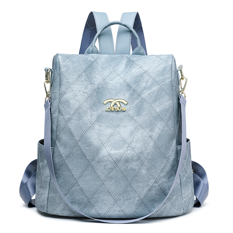 Mochila de bolso de mujer Lingge de moda 2024 nuevo estilo transfronterizo de cuero suave moda salvaje ocio viaje mochila de cercanías mujer