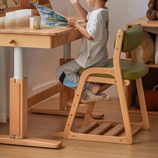 Children's Learning Chair All Solid Wood Liftable Simple Height Adjustable Baby Dining Chair Multifunctional Writing Chair