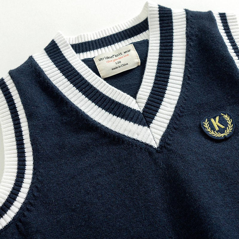 Venta al por mayor primavera y otoño niños kindergarten bebé uniforme escolar suéter chaleco exterior niñas Chaleco de punto