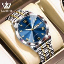劳瑞特新款防水仿机械表男士手表双历石英表直播外贸爆款一件代发