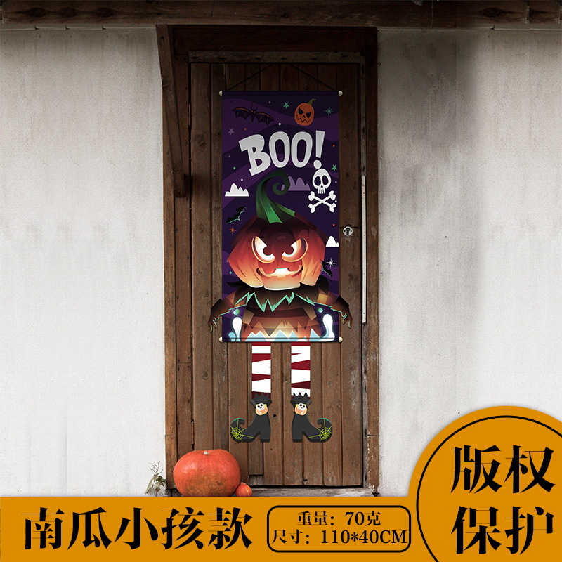 Transfronteriza nuevas decoraciones de Halloween enano adornos de calabaza suministros de fiesta Halloween puerta colgante de tela al por mayor image 11