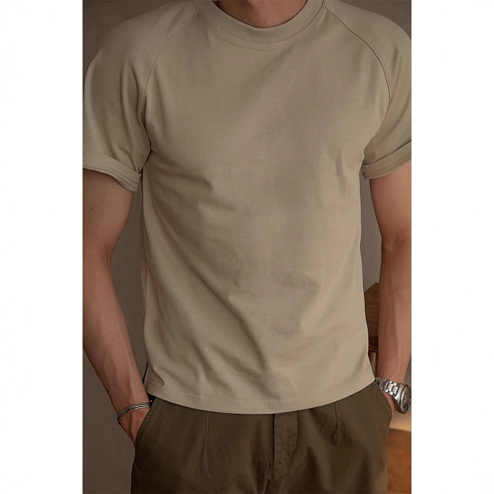 presale American heavyweight 300g cotton raglan sleeve T-shirt short sleeve Xinjiang cotton hydrophilic technology inside the base shirt men