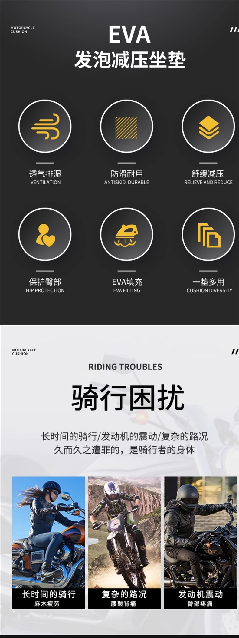 Motorcycle Seat Cushion Seat Cover Motorcycle Cover Insulation Pad Scooter Shock-Absorbing Insulation Pad Waterproof Sun Protection Thickened Seat Cushion