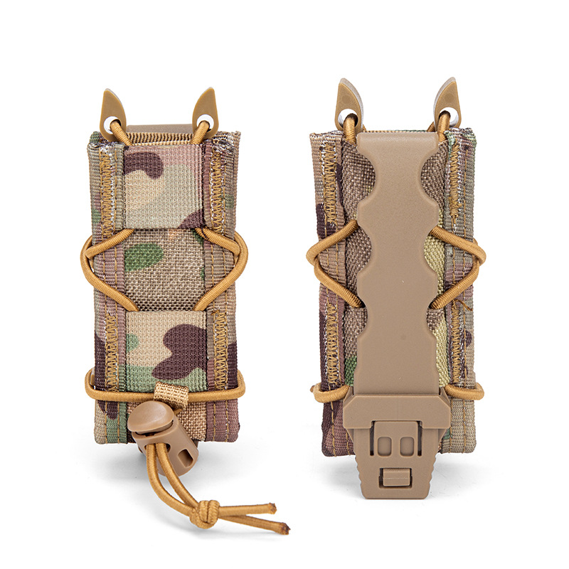 Outdoor Tactical Tiger-Style 9mm Pistol Clip Single Elastic Quick-Draw Holster Military Fan Molle Tool Bag Accessory Bag