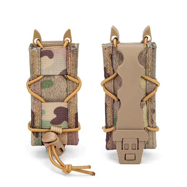 Outdoor Tactical Tiger-Style 9mm Pistol Clip Single Elastic Quick-Draw Holster Military Fan Molle Tool Bag Accessory Bag