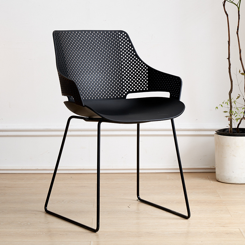 Fuente silla de plástico grueso hogar hierro forjado respaldo de plástico silla de comedor dormitorio tocador silla hueco negociación