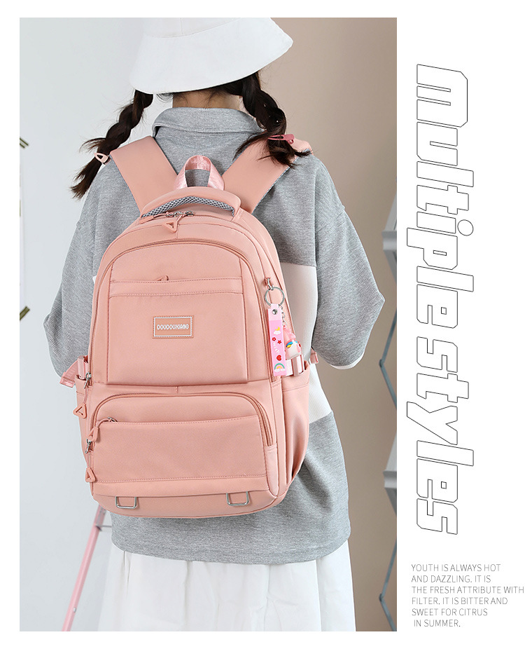 Waterproof 20 Inch Solid Color Casual School School Backpack display picture 3