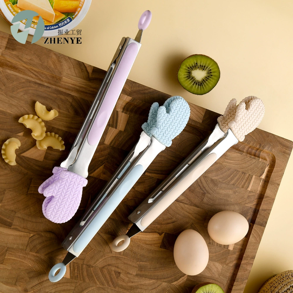 [跨境厨房耐高温硅胶食物夹煎牛排夹面包夹烘焙用品Cooking Tongs]