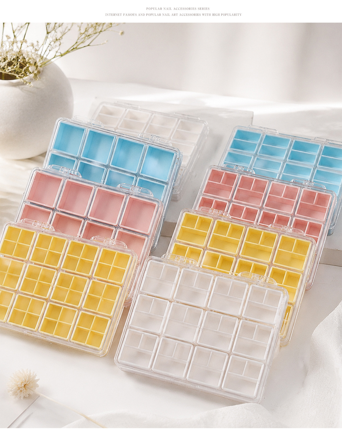 New nail art accessory storage box with detachable compartments, specialized for nail salons, alloy diamond accessory organizer and storage box