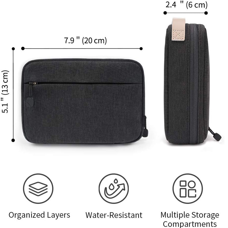 Bolsa de almacenamiento electrónica, bolsa de almacenamiento de cable, bolsa de viaje de cable, adecuada para cargador de cable, cable USB para teléfono móvil