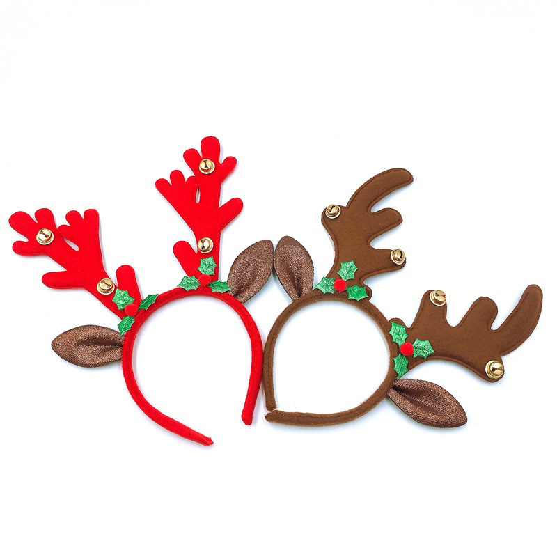 Navidad para adultos niños festivos vestido de corno de ciervo tocado de mujer red brillante velhos ornamentos de hebilla de brazalete