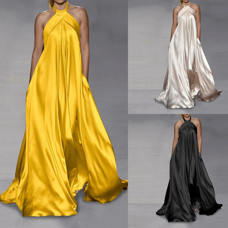 Europe and the United States cross-border summer and autumn new 2022 Amazon independent station fashion casual solid color long large swing dress women