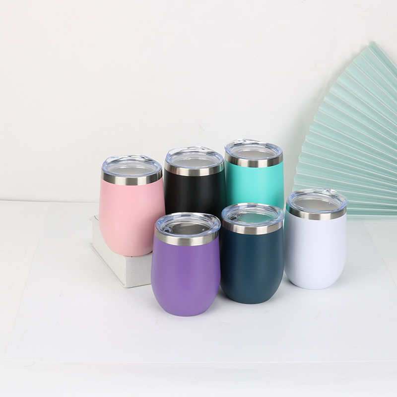 Transfronterizo dedicado 12oz taza de cáscara de huevo doble capa de acero inoxidable taza de regalo creativo en forma de U taza de vacío del coche logotipo impreso