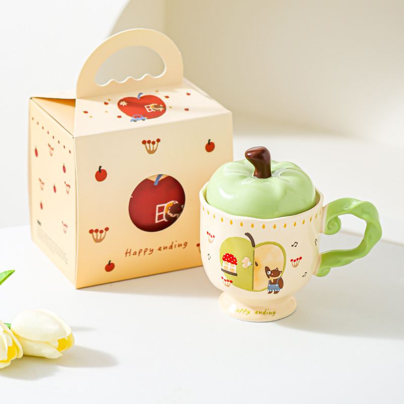 Taza de cerámica de manzana creativa, regalo de oficina, taza de café, taza de agua, taza de desayuno para parejas, regalo