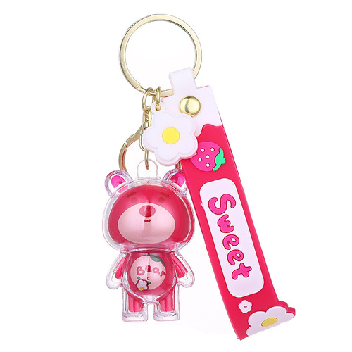 Internet celebrity cartoon doll acrylic strawberry bear key chain cute panda key chain exquisite school bag pendant wholesale