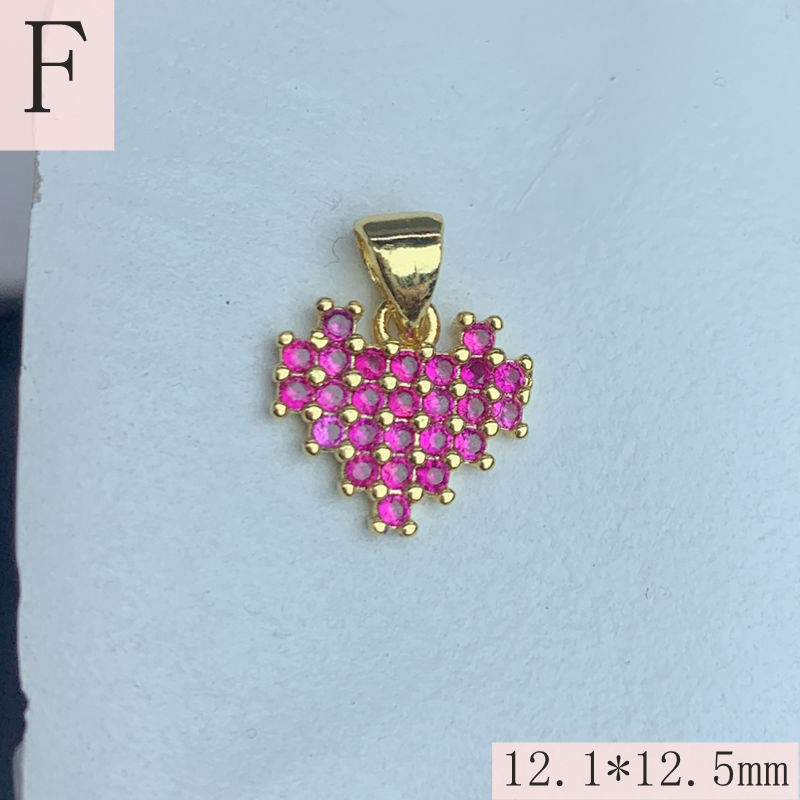 1 Piece 12.1*12.5mm 7.8*12.5mm 9.7*8.1mm Copper Artificial Crystal Zircon 18K Gold Plated Heart Shape Lock Pendant display picture 6