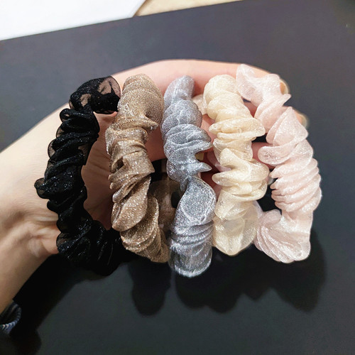 Organza handmade small intestine ring diy simple high elastic hair accessory homemade temperament women's hair ball hair ring