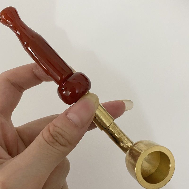 锌合金烟斗黄铜白铜烟锅玛瑙烟嘴便携旱烟烟档短款掌中宝烟具小