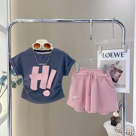 女童运动套装夏装甜美新款女童洋气短袖中大童夏季网红短裤两件套